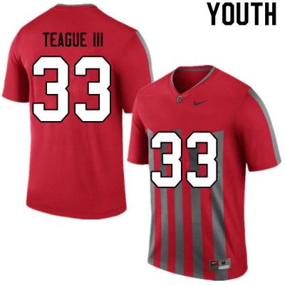 NCAA Ohio State Buckeyes Youth #33 Master Teague III Retro Nike Football College Jersey HQB8645XL